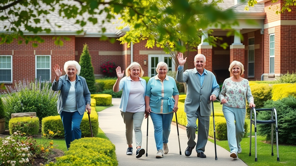 inviting retirement community entrance, friendly residents North Carolina senior living options