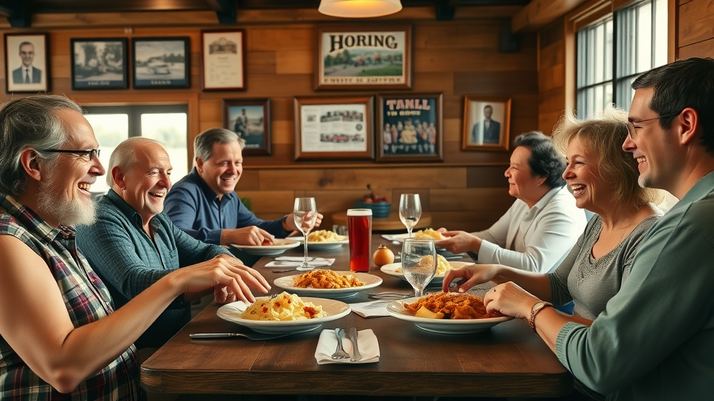 Southern tradition at Raleigh restaurant: Family celebrating with shared meal