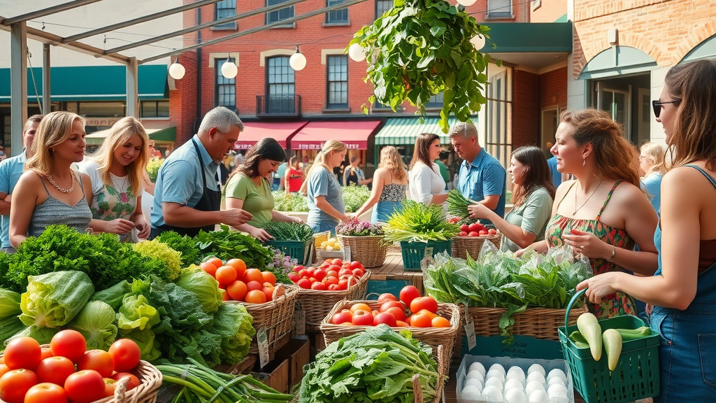 Lively Durham farmers market with locals selling and sampling fresh ingredients
