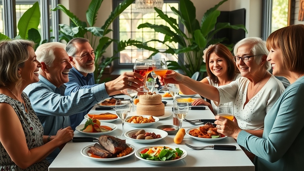 Family celebrating with private party packages at festive restaurant